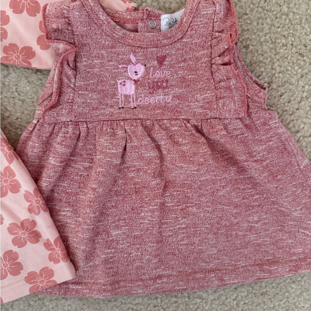 Pink Baby Dress with Deer Embroidery